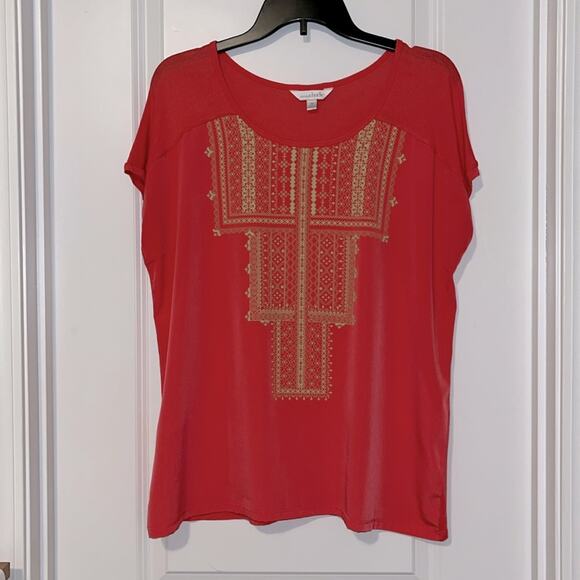 Charming Charlie Short Sleeve Coral Top - Picture 1 of 9